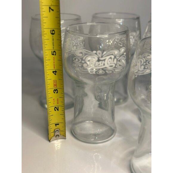 VTG Pepsi-Cola Drinking Glasses 6" Pop-Soda Retro Etched Glass (Set of 6) - Picture 3 of 6